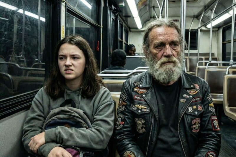 Ik was doodsbang toen de motorrijder naast me in de bus kwam zitten, maar toen gaf hij me een briefje dat me aan het huilen bracht.