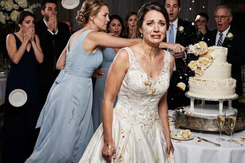 Op mijn bruiloft rende mijn zus het podium op, gooide een glas champagne in mijn gezicht en sloeg de bruidstaart kapot waar ik maanden naar had uitgekeken. “Dat is de prijs die je betaalt als je doet alsof je beter bent dan anderen!”, schreeuwde ze. Mijn moeder hield haar vast en fluisterde: “Ze laat gewoon haar woede de vrije loop.” Ik zei geen woord. Die avond haalde ik al het geld van haar studiefonds en bevroor ik de huurovereenkomst die we deelden. Maar om 8:40 uur kregen ze nog slechter nieuws – iets waardoor ze allebei schreeuwden en huilden van de schok… iets wat ze nooit hadden zien aankomen.