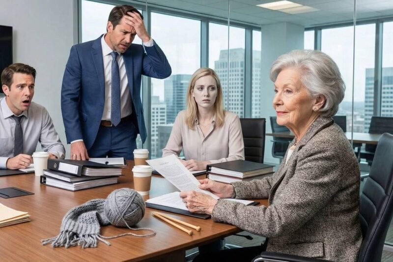 Bij de lezing van het testament van mijn man behandelden mijn kinderen mij als een seniele weduwe. Ze fluisterden plannen om mijn huis te verkopen en me in een verzorgingstehuis te plaatsen. Ze dachten dat ik een verwarde oude vrouw was, stilletjes breiend in de hoek. Ze wisten niet dat elke steek die ik breit een aftelling was naar het moment waarop ik de waarheid zou onthullen en hun wereld zou vernietigen…