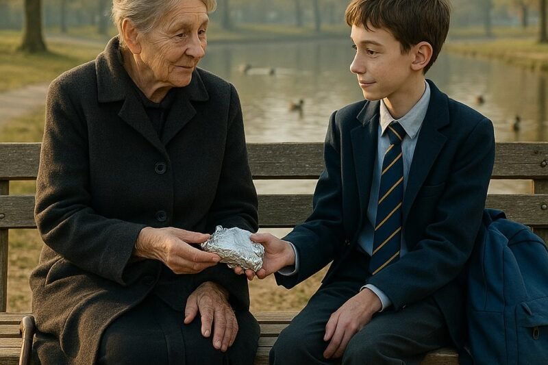 De jongen die steeds zijn rugzak op mijn bankje liet liggen, kwam op een ochtend terug met een briefje waardoor mijn handen zo trilden dat ik bijna mijn wandelstok liet vallen.