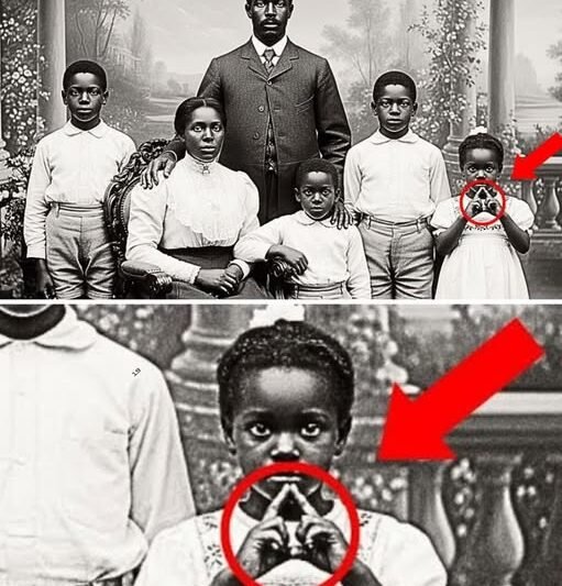 Het was maar een familiefoto, maar kijk goed naar de hand van een van de kinderen.