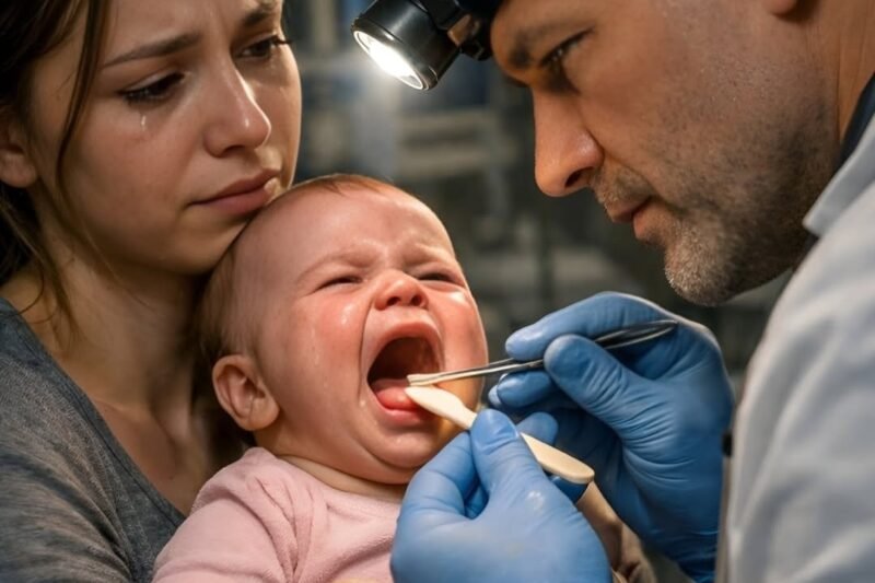 Het kind bleef maar gillen, en toen de moeder zag wat er in zijn mond zat, rende ze onmiddellijk naar de dokter: nu waarschuwt ze andere ouders 😢