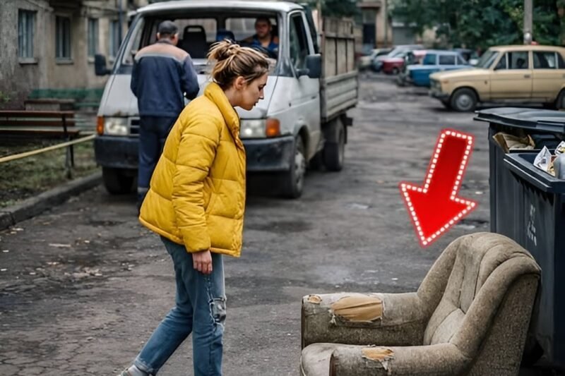 Een vrouw ging ’s avonds de vuilnis buiten zetten en vond bij de containers een bijna nieuwe bank. Ze besloot hem mee naar huis te nemen. Thuis begonnen zij en haar man de bank te repareren, maar plotseling riep de man: “Kijk, wat is dit…?” 😨