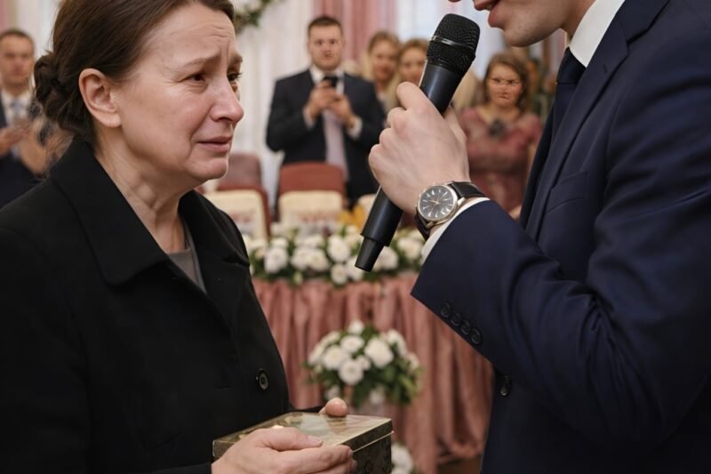 Tijdens de bruiloft beval de bruidegom de beveiliging om zijn eigen moeder uit de zaal te zetten en noemde haar een arme zwerver. Maar voordat ze vertrok, deed de vrouw iets waardoor de hele zaal in shock verstijfde 😢