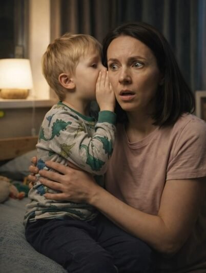 ’s Avonds omhelsde mijn 5-jarige zoon me en fluisterde in mijn oor: “Wanneer jij op je werk bent, komt er een tante daarvandaan tevoorschijn, en zij en papa spelen ziekenhuis,” — zei hij terwijl hij naar beneden wees 🤦‍♀️