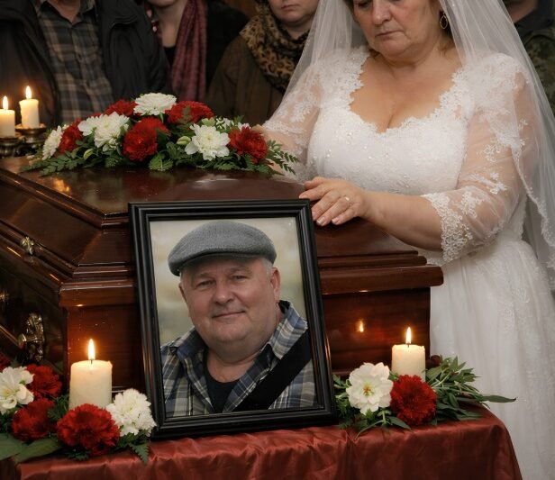 Op de begrafenis van mijn man, terwijl familieleden, onze kinderen en kleinkinderen naast de kist stonden en de overledene betreurden, ging de deur plotseling open en kwam er een vrouw die ik niet kende in een trouwjurk de ruimte binnen.