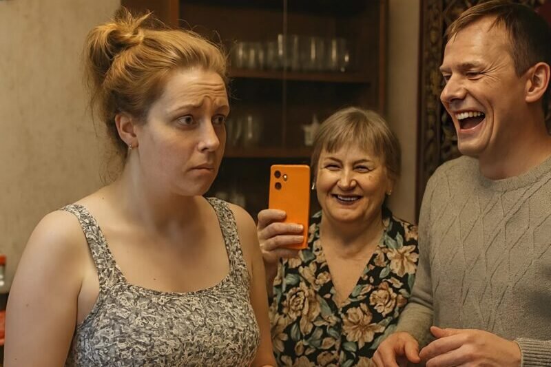 Voor mijn verjaardag gaf mijn man me een leeg telefoonhoesje, terwijl zijn moeder mijn reactie filmde met haar nieuwe iPhone… ze lachten zich rot totdat ik ze op hun plek zette 😱📱