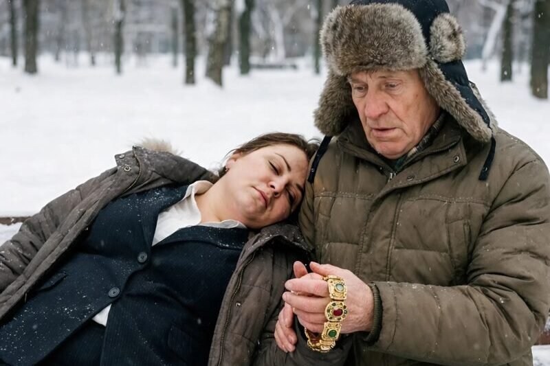 Een secretaresse voelde zich niet lekker op haar werk, ging de straat op en ging op een bankje zitten… toen ze haar ogen opendeed, zag ze een oude man die haar gouden armband van haar pols probeerde te rukken 😱