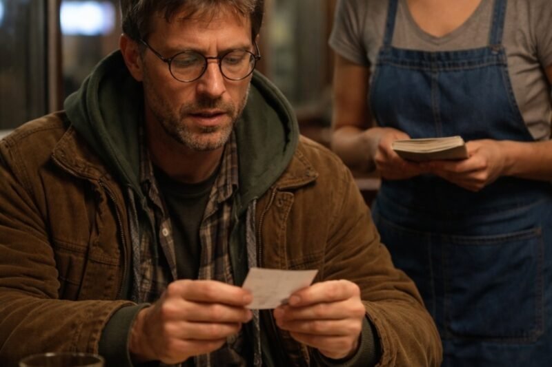 Hij liep zijn eigen luxe steakhouse binnen, gekleed als een straatarme vreemdeling, en bestelde de duurste maaltijd van de menukaart… maar het briefje dat de uitgeputte serveerster naast zijn bord legde, onthulde een geheim zo duister dat het een miljardair tot in zijn ziel schokte en hun beider levens voorgoed veranderde.