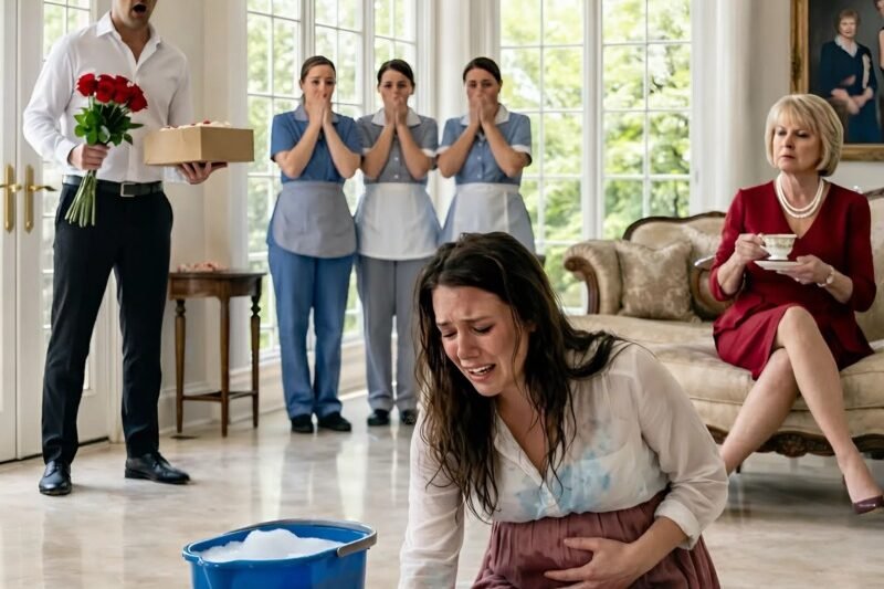Zonder een woord te zeggen, zette ik langzaam de bloemen op tafel… toen liep ik naar Emma toe. Mijn blik bleef gericht op haar tranen en haar trillende handen.